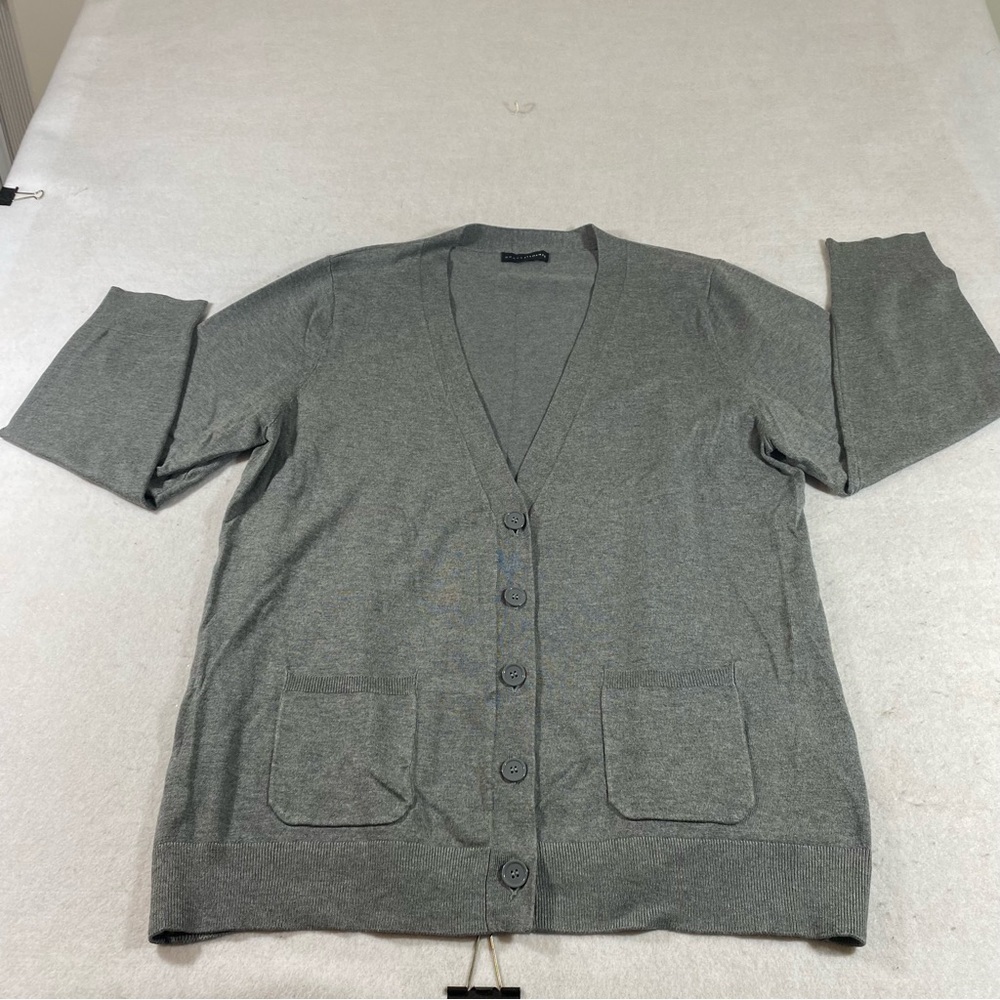 Grace Elements Button Down Cardigan Stretchy Gray long Sleeve Woman’s Ca…